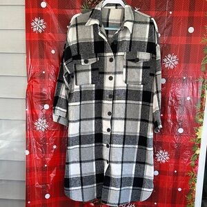 Plaid Black and Gray Women's Shacket